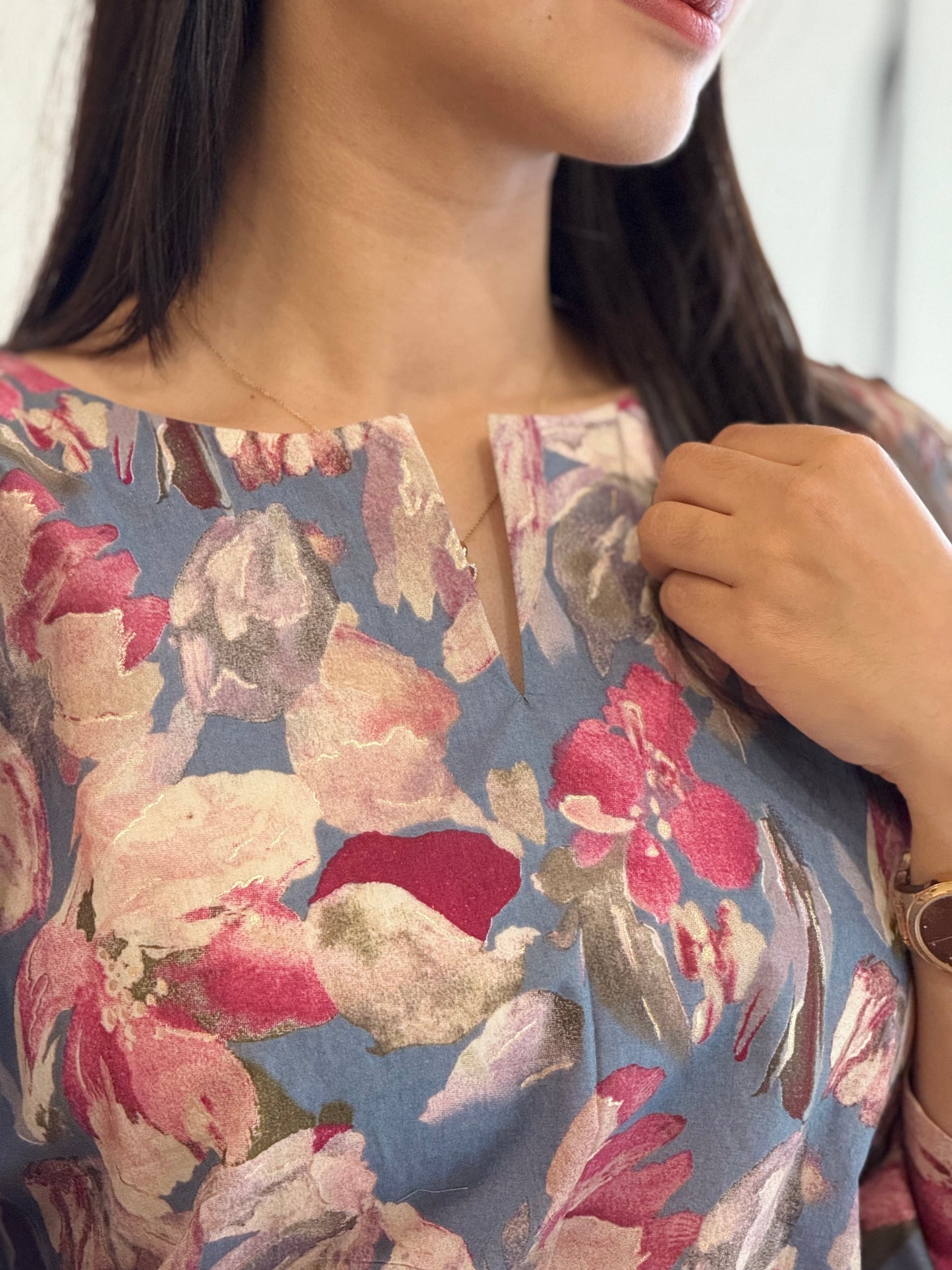 ZU25X227- COTTON FLORAL GREY