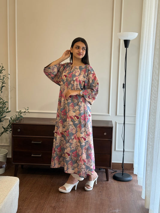 ZU25X227- COTTON FLORAL GREY