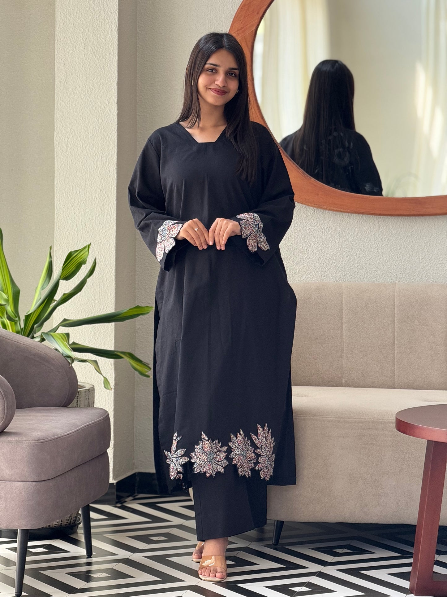 ZU25X255-BLACK FLORED FLEX