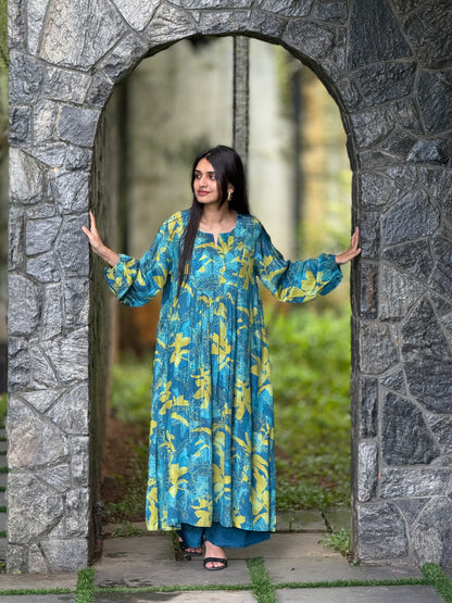 ZU25X406-Crape silk kaftan