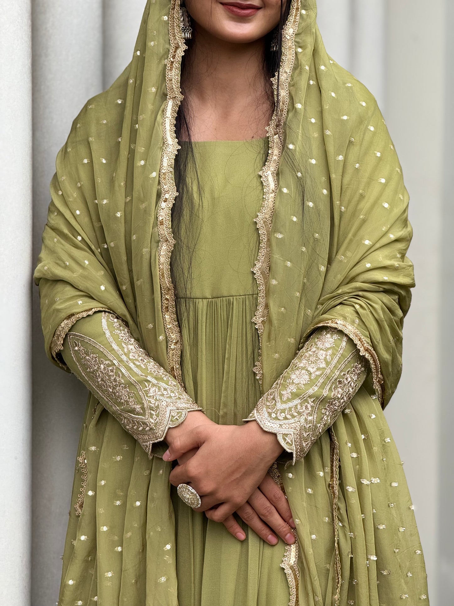 ZU25X281- OLIVE GEORGETTE