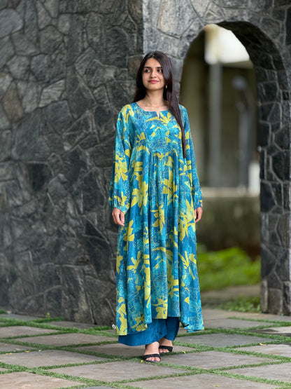 ZU25X406-Crape silk kaftan