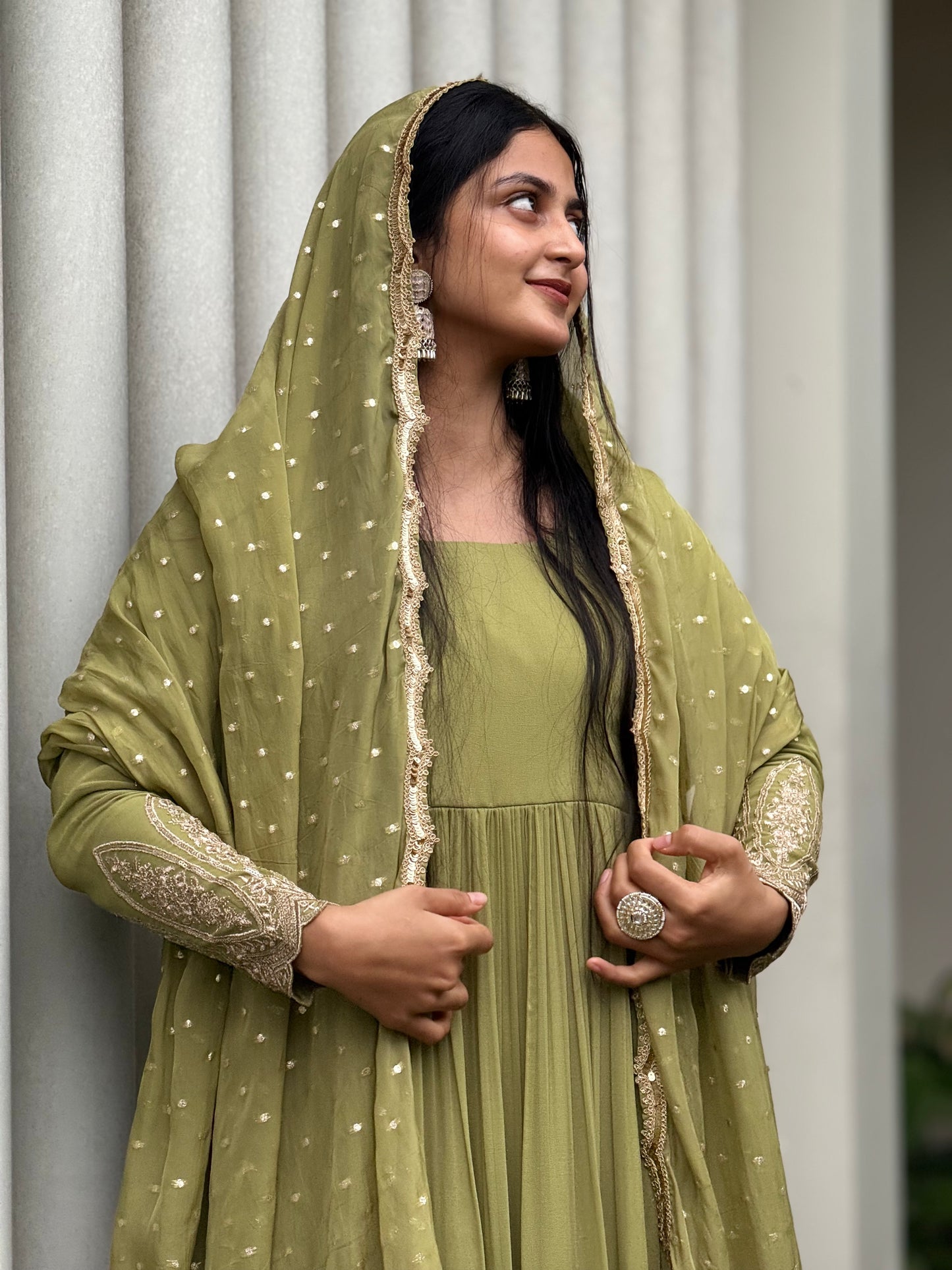 ZU25X281- OLIVE GEORGETTE