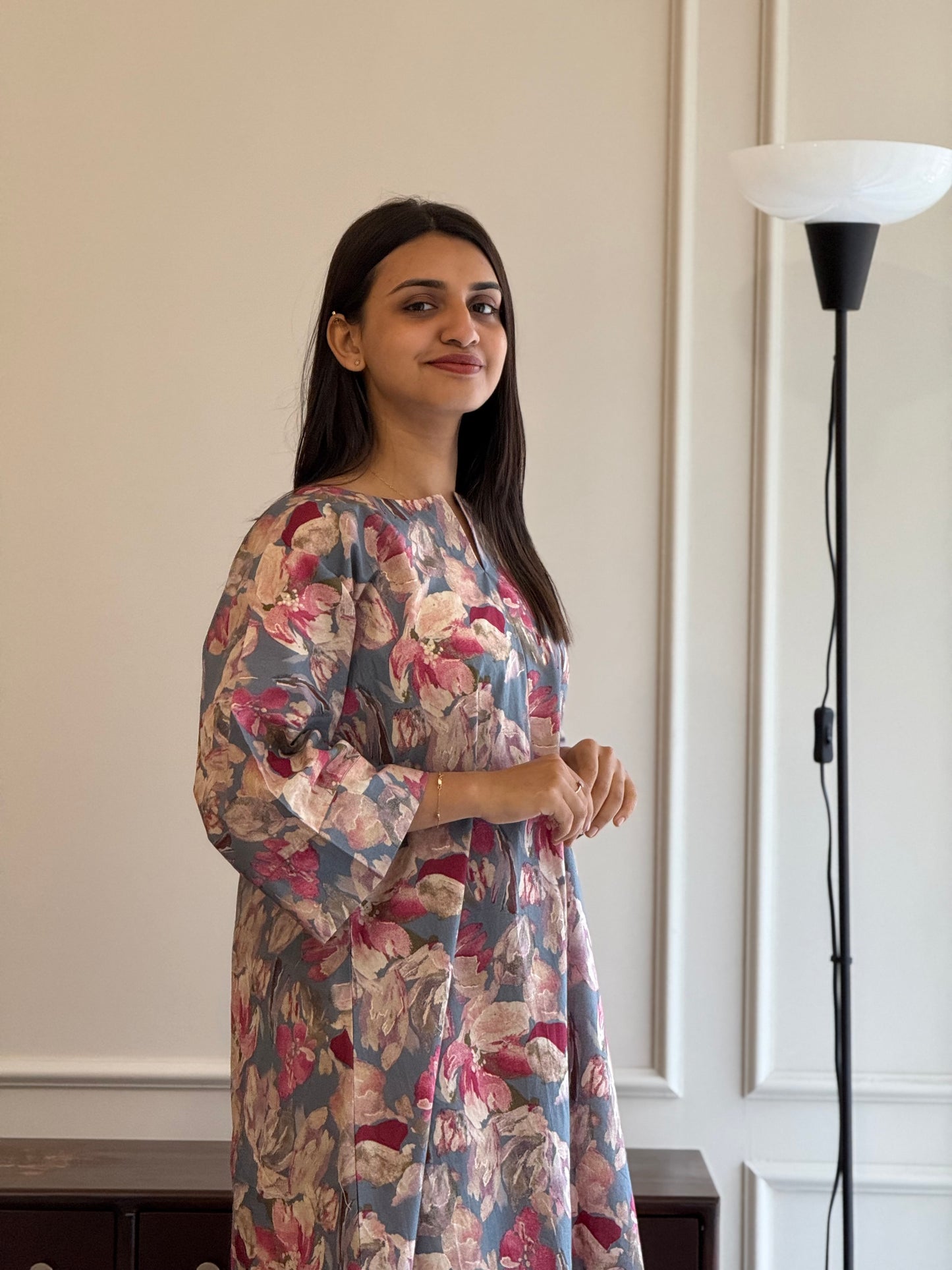 ZU25X227- COTTON FLORAL GREY