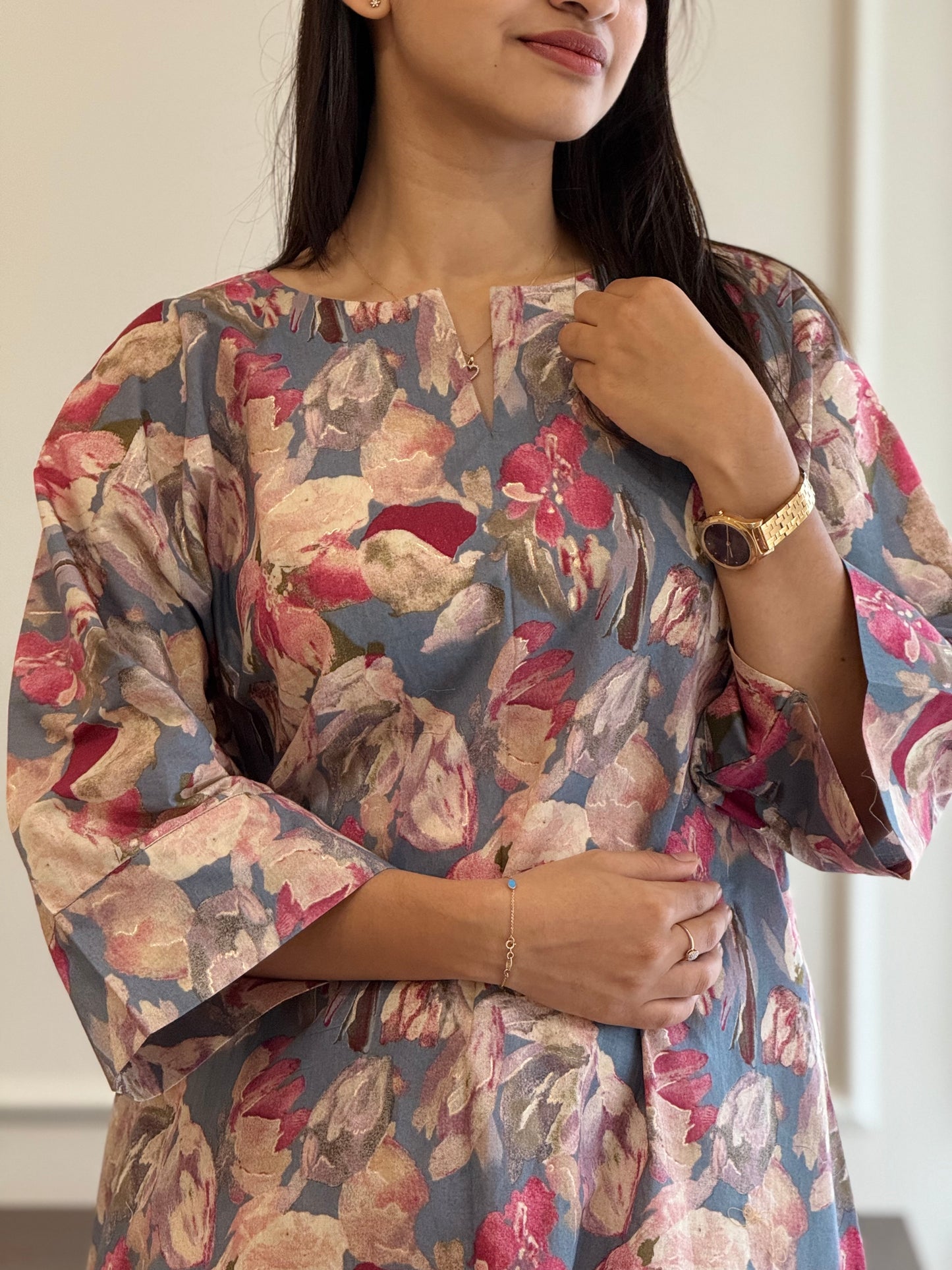 ZU25X227- COTTON FLORAL GREY