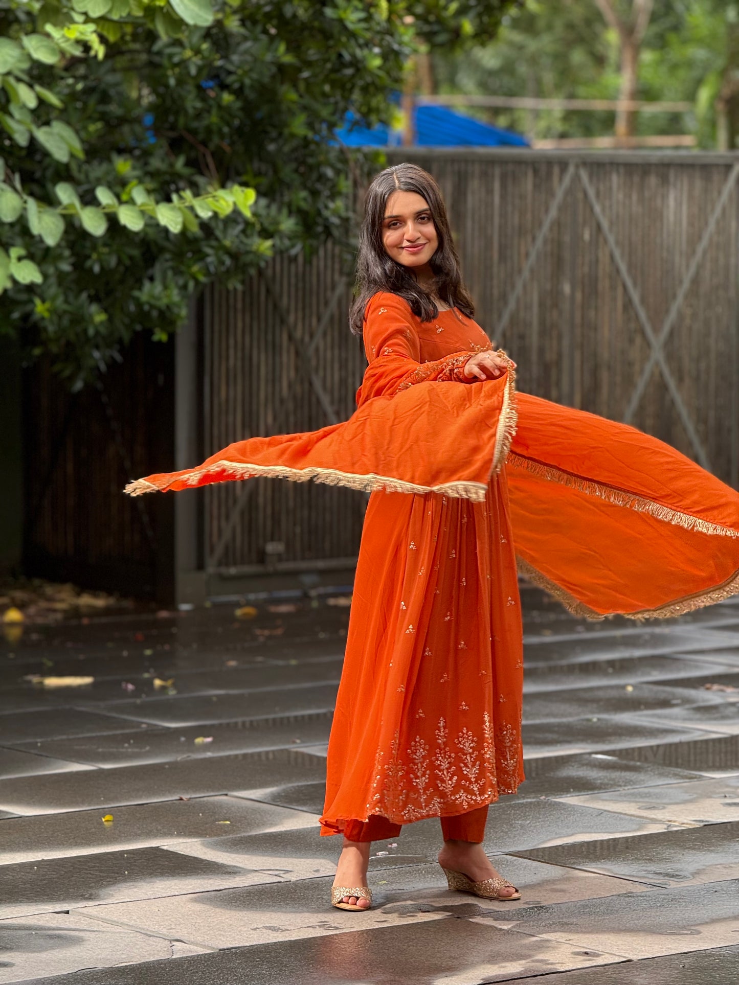 ZU25X170- BURNT GEORGETTE