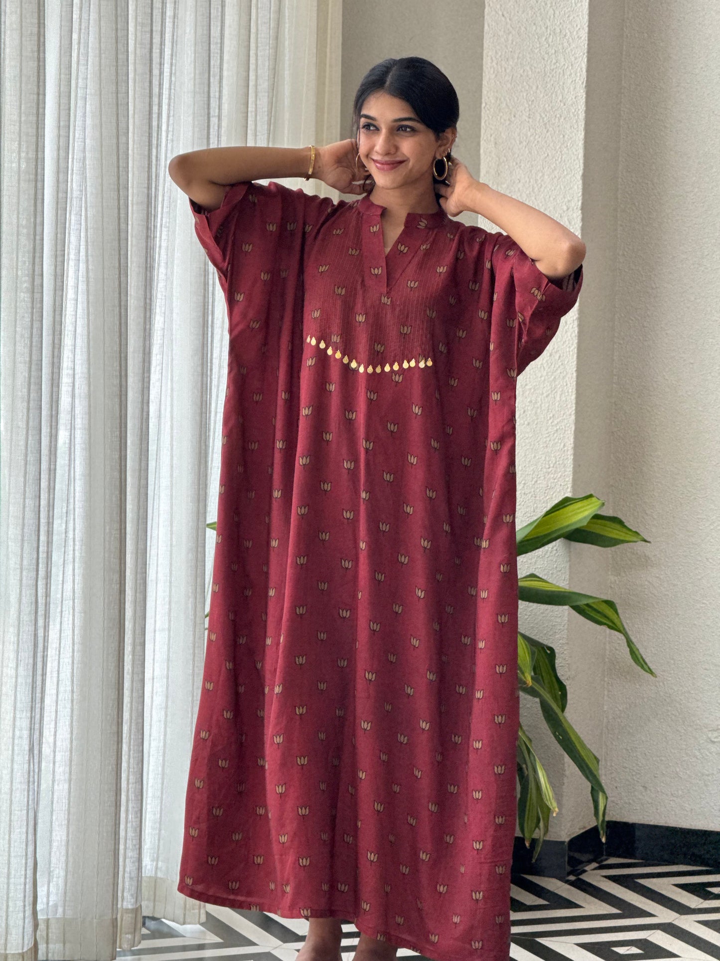 ZU25X356-MUSLIN SILK KAFTAN