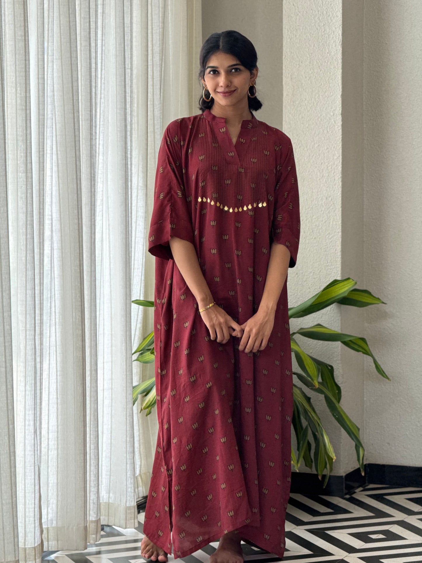 ZU25X356-MUSLIN SILK KAFTAN