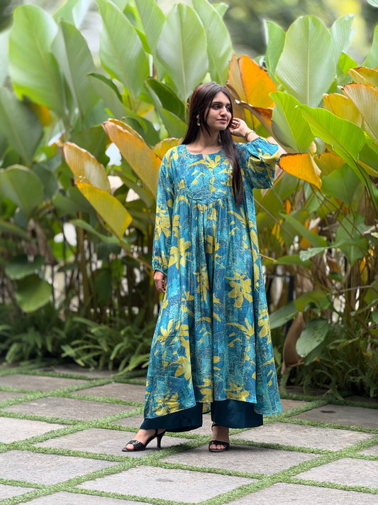 ZU25X406-Crape silk kaftan