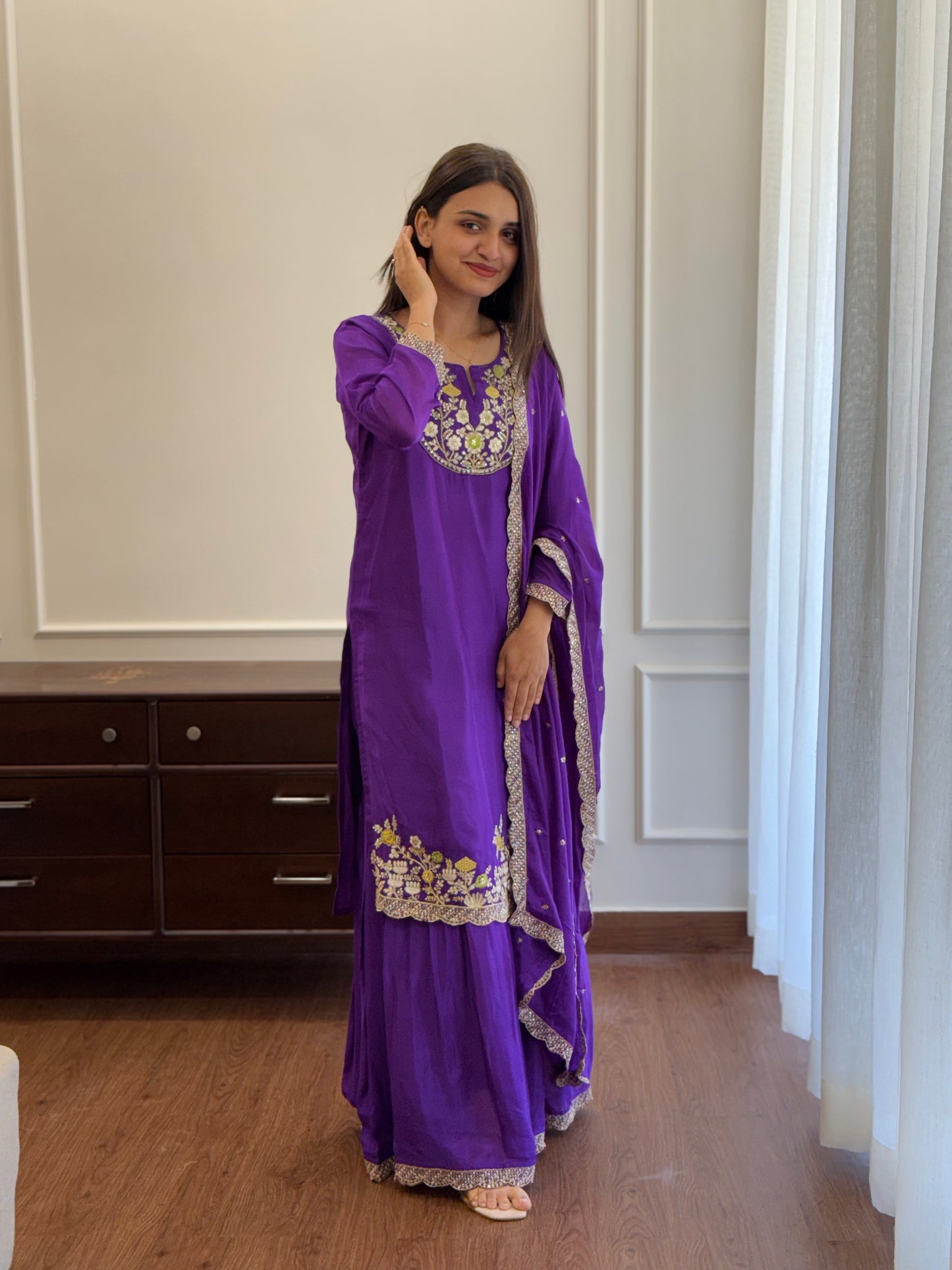 ZU25X009-PURPLE SHARARA