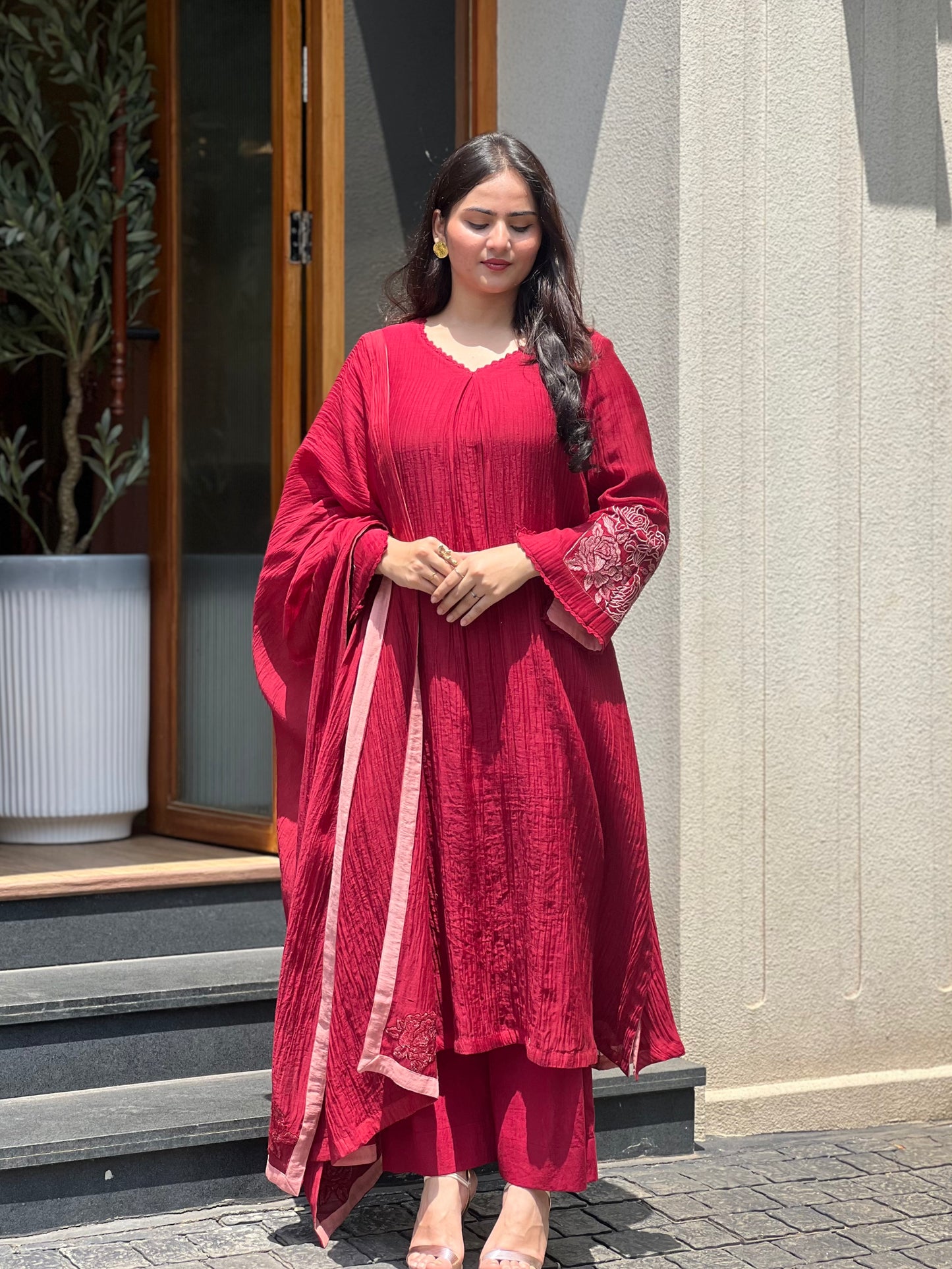 SIGNATURE CHANDERI MAROON- RUHAR019