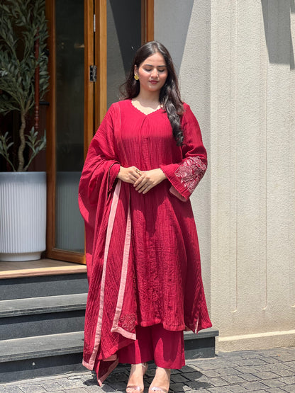 SIGNATURE CHANDERI MAROON- RUHAR019