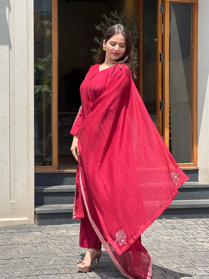 SIGNATURE CHANDERI MAROON- RUHAR019