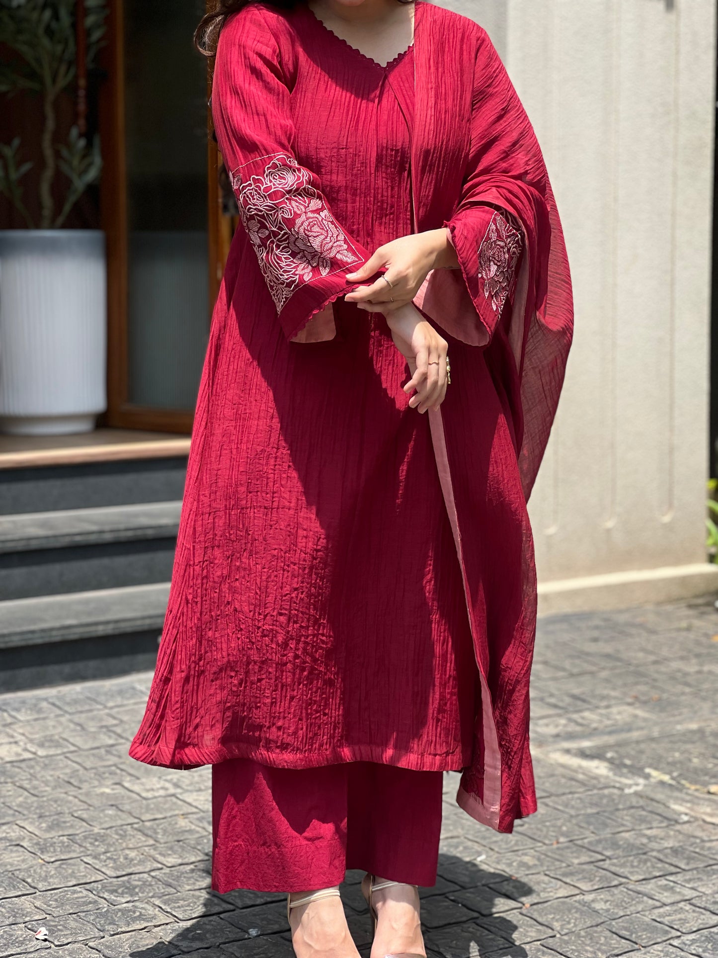 SIGNATURE CHANDERI MAROON- RUHAR019
